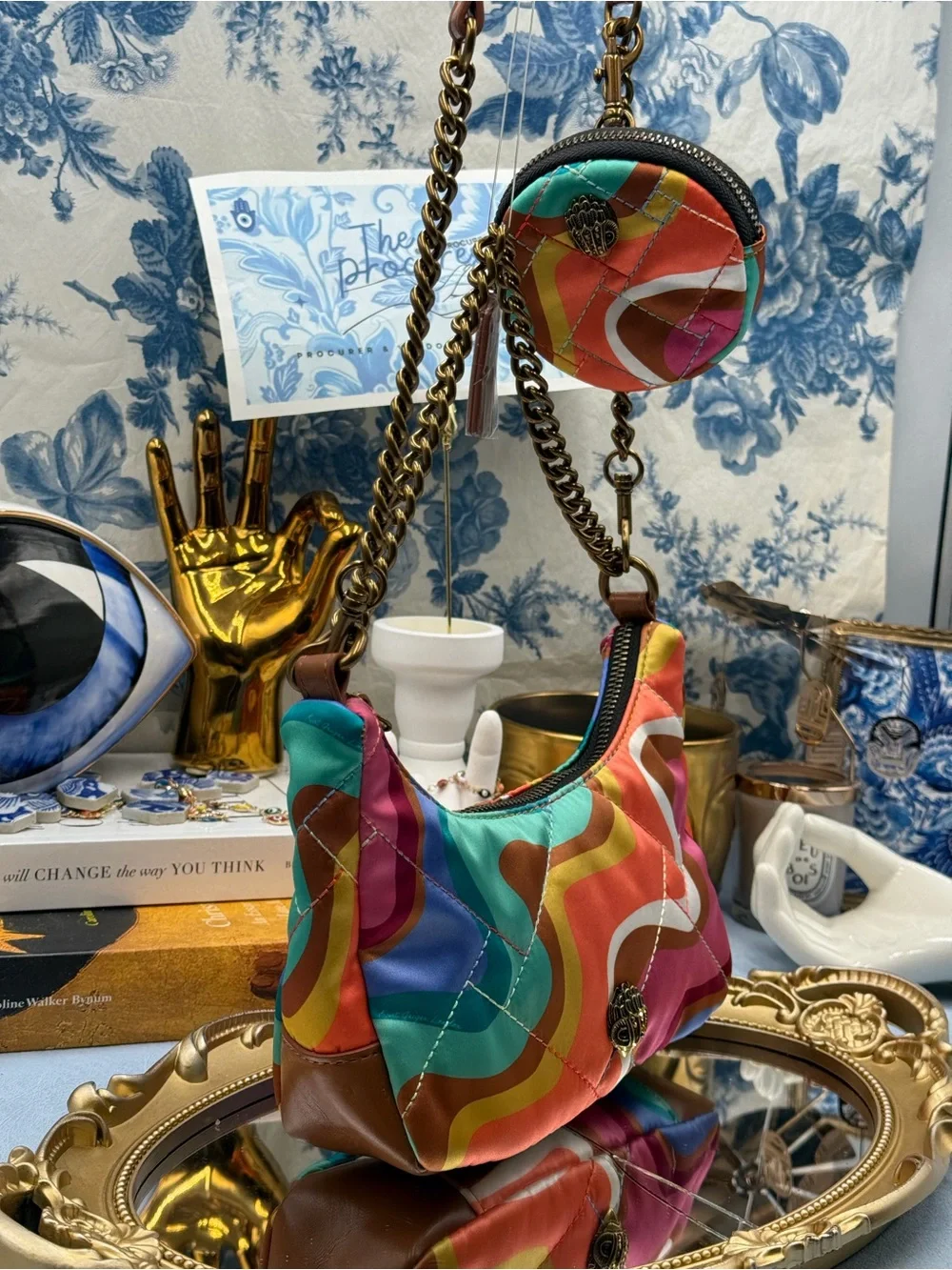🆕 KURT GEIGER LONDON 🧿 NWOT Recycled Nylon Multi Mini Crossbody, Rainbow Swirl